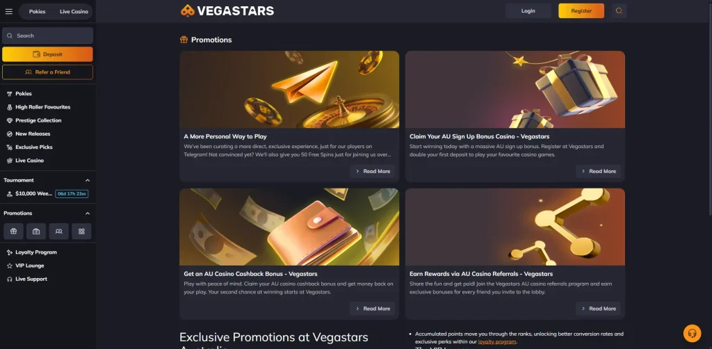 Other Promotions & Bonuses At Vegastar Casino