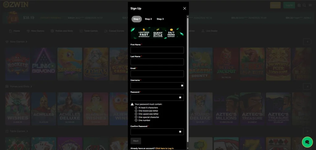 Ozwin Casino Review